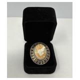 Vintage Sterling Cameo Ring, Size 7