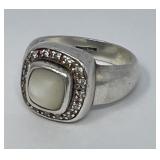 Sterling Silver Ring with Gemstone and Halo