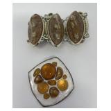 Ruth Buol Brooch, Lucite Shell Bracelet