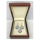 Baroque Style Ster. Set w/ Blue/Violet Crystal