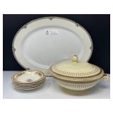 Vintage Covered Casserole, Platter, Fruit Bowls