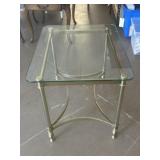 Mid Century Brass and Glass End Table - A