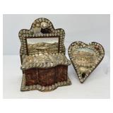 Antique Sailorï¿½s Shell Art Box and Pin Cushion