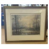 Framed 'Duck Over Pond' by David Hagerbaumer