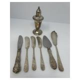 Sterling Butter Knives, Server, Weighted Shaker