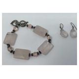 Rose Quartz Bracelet and Earrings