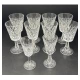 Eight Waterford Claret Glasses & Two Cordial