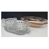 Depression Glass Bowl, Cream and Sugar