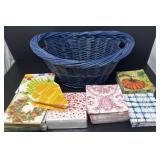 Blue Basket and Variety of Paper Napkins