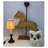 Wood Horse, Candle Lamp, Ceramic Owl