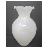 White Swirled Art Glass Vase