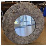Round Ornately Framed Wall Mirror