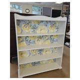 Floral Background White Wood Bookcase