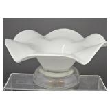 White Art Glass Handkerchief Bowl