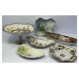 Hand Painted Floral China Bowls and Compote