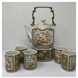 Japan Teapot with Brass Handle, Cups