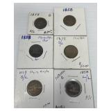 Six 1858 Flying Eagle Cents A