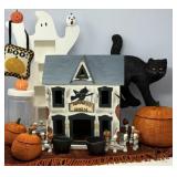Haunted House, Pumpkins, Ghost Shelf, Cat