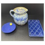 Ceramic Pitcher with Lid and Two Trinket Trays
