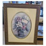 'Floral Still Life' in Ornate Gold Tone Frame