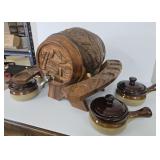 Hand Carved Keg and Soup Bowls