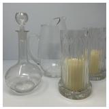 Crystal Candleholders with Vase and Decanter