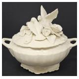 Bird and Flower Adorned Serving Bowl