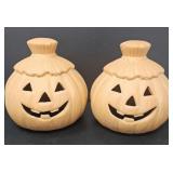 Pair of Ceramic Jack o Lanterns
