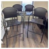 Four Metal and Plastic Bar Stools