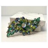Vintage Green/Blue Rhinestone Brooch