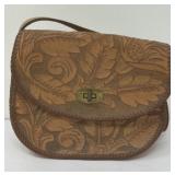 Hand Tooled Whip Stitch Leather Purse