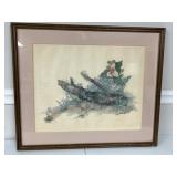 Signed Floral Watercolor by E M May