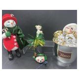 Two Annalee Snowmen, New Years and St Patrick
