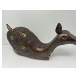 Metallic Resting Deer Sculpture