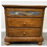 Three Drawer Nightstand with Faux Stone Accent