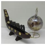 Zorza Hand-Made Ornament, Wood Snake Boat