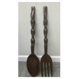 MC Large Wooden Spoon and Fork