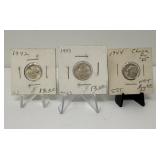 1942, 42, and 44 BU Mercury Dimes