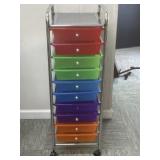 Multi-Colored Drawers Rolling Cart