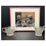 Pink Framed Bike Print with Glass Creamy Sugar