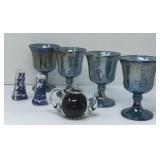 Pilgrim Glass, Willow S/P Shakers, Carnival Glass