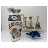 Pitcher, Brass Candle Holders, Cloisonnï¿½ Bell