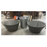 Rustic Round Wire Mesh Potato Baskets, Pail