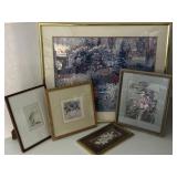 Collection of Floral Art, Signed Watercolor
