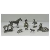 Assortment of Pewter Horse Figures, Donkey