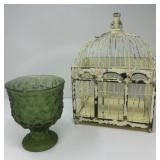 Bird Cage, E.O Brody Co. Green Glass