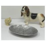 Wendell August Pewter Dish, Dog, Elephant