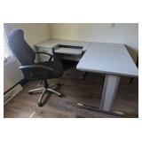 Desk with Return Pedestal and Office Chair