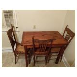 Wooden Table & 3 Vintage Dining Chairs