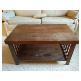Rustic Wooden Table with Storage Shelf